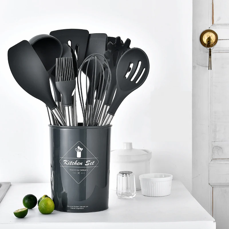 10/11PCS Silicone Kitchenware Non stick Cookware Cooking Tool Spatula Ladle Egg Beaters Shovel Spoon Soup Kitchen Utensils Set|Cooking Tool Sets| - AliExpress