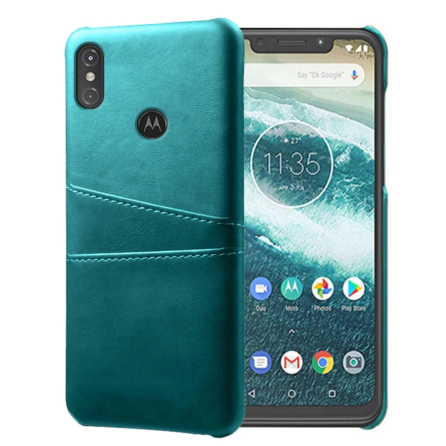 

SCK Leather Card Holder Phone Cases For Motorola Moto One Power (P30 Note) Case Slim Hybrid Hard Platic Phone Cover