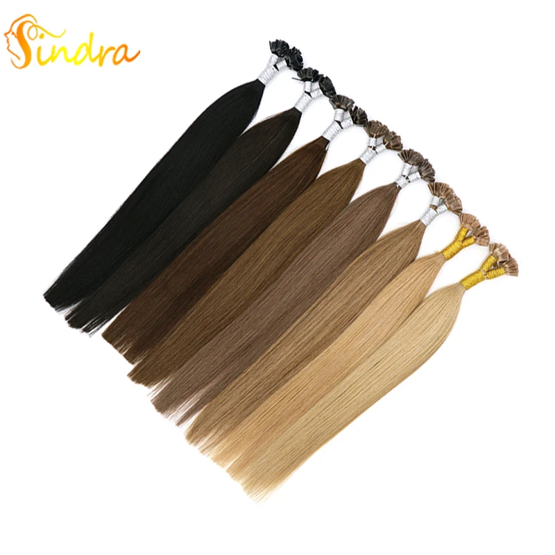 Sindra 1"-24" Наращивание волос 1 г/шт. 50 г 100 г/упак. Remy плоский наконечник прямые кератиновые предварительно склеивающие человеческие волосы
