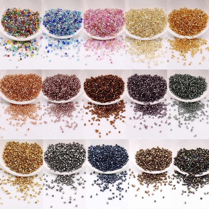800pcs/lots 2x3mm Czech Silverlined Glass Seed Beads Bugles 39 Colors