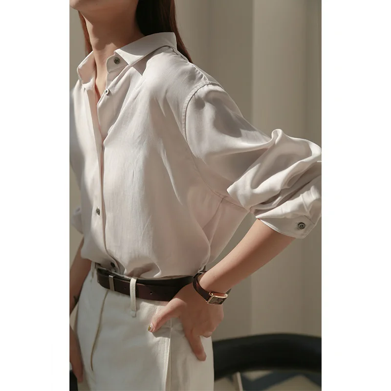 Классические женские блузки из чистого натурального волокна 2020 элегантные