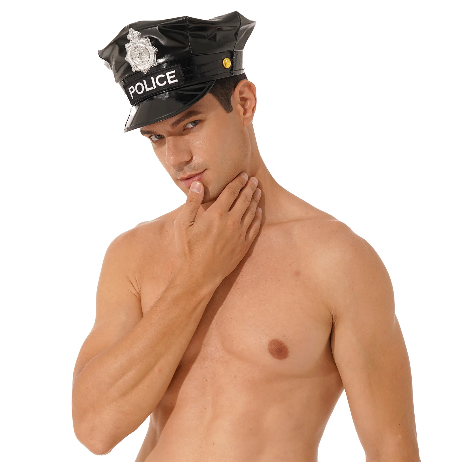 Police Captain Role Play Hat Halloween Cop Offier Cosplay Theme Party Costume Accessories Stage Performance Props Cap for Men