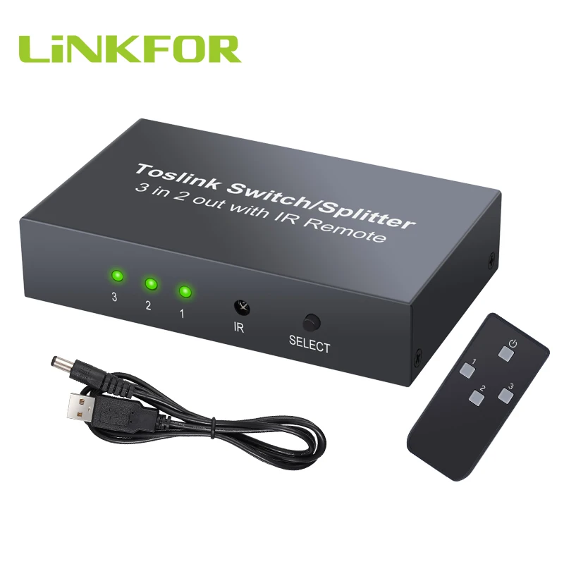 LiNKFOR 3 Port Optical Switcher with 2 way Spdif Toslink Optical
