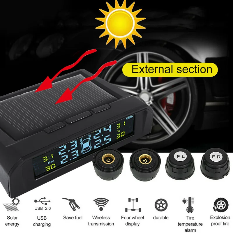 ЖК-дисплей Система контроля давления в шинах автомобильный TPMS внешний датчик Универсальный Анти-взрыв ЖК-дисплей