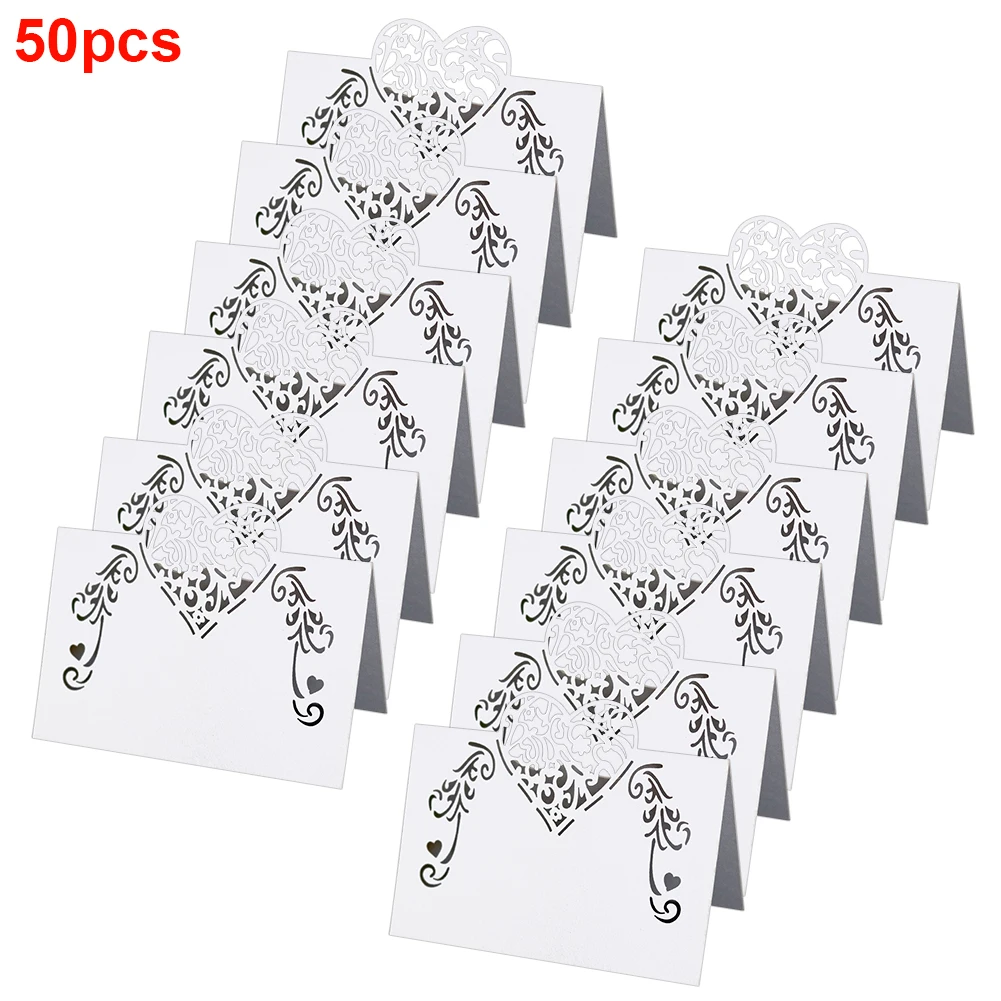 50PCS Christmas Celebration Heart Shape Party Name Check-in Decoration Decoupage Place Card DIY Wedding Table Solid Event Simple
