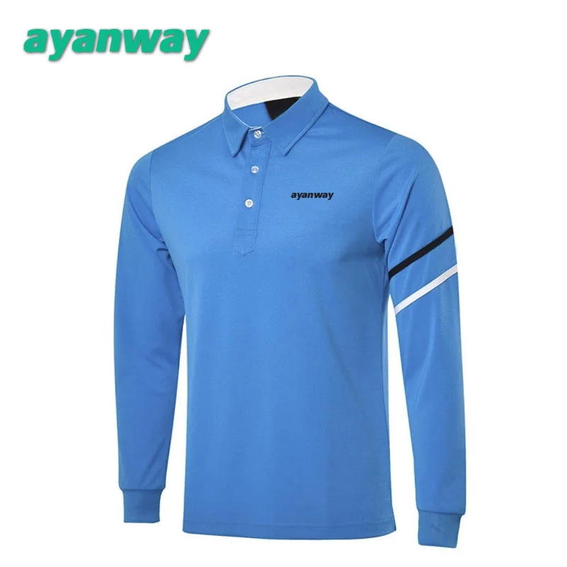 AYANWAY golf рубашка с длинными рукавами Мужская рубашка с длинным рукавом для гольфа jeyseys Мужская спортивная рубашка с отложным воротником мужская одежда для гольфа можно настроить логотип