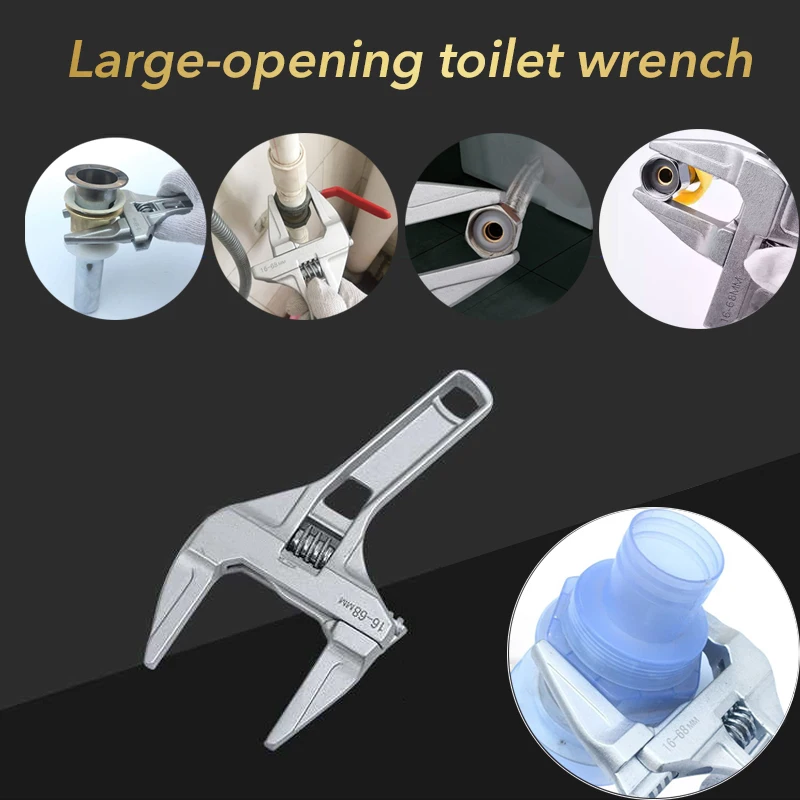 

16-68mm Adjustable Wrench 8 "large Opening Movable Plate Steel Aluminum Alloy Quick Small Short Handle Sanitary Wrench
