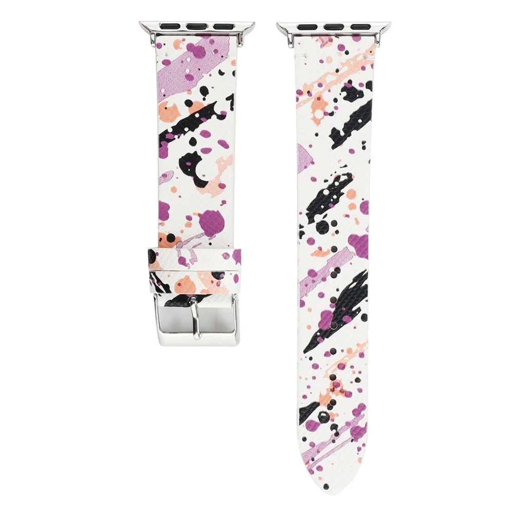 Purple Pink Кожаный ремешок для часов Apple Watch 5 4 3 2 1 ремешок 44 мм 40 мм 42 мм 38 мм высококачественные Сменные аксессуары для iWatch 5 4 - Цвет ремешка: Purple Pink