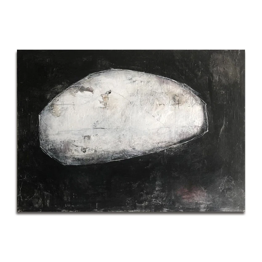No Framed Hand Painted New Abstract Black And White Oil Painting On Canvas Wall Decor Art Christmas Artwork For Living Room De | Дом и сад