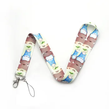 

20pcs/lot Totoro Mobile Phone Lanyard Key Chain Creative Clip Badge Hang Rope Customizable Neck Strap Lanyards PSC343