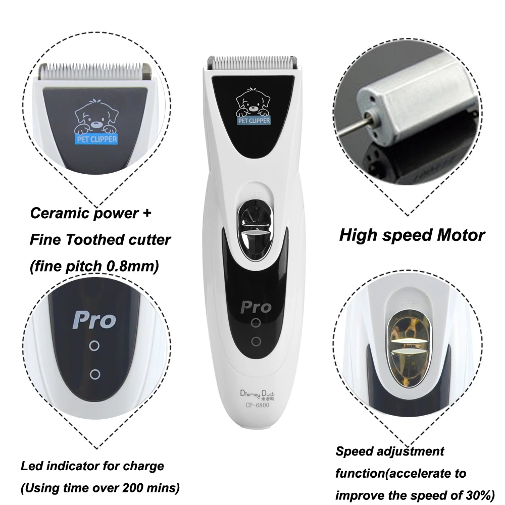 CP6800/MY-90 Electric Pet Hair Trimmer Grooming Haircut Shaver Machine Powerful Rechargeable for Dog Hair Cutting Grooming Clipper