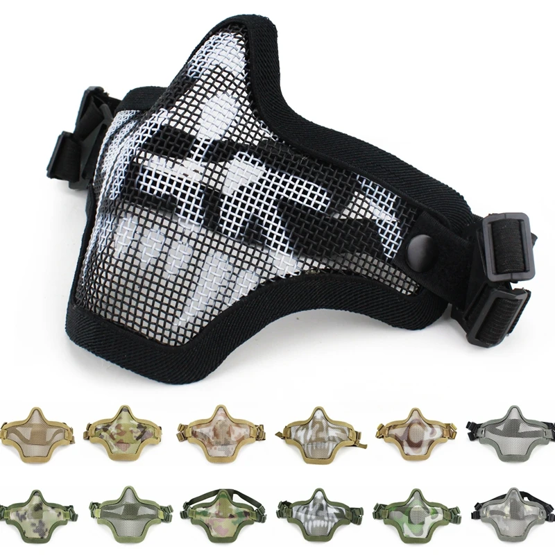 Tactical Paintball Steel Mask Airsoft Steel Wire Mesh Skeleton V1 Half Face Protective Mask for Outdoor Cycling Hunting Wargame paintball mask