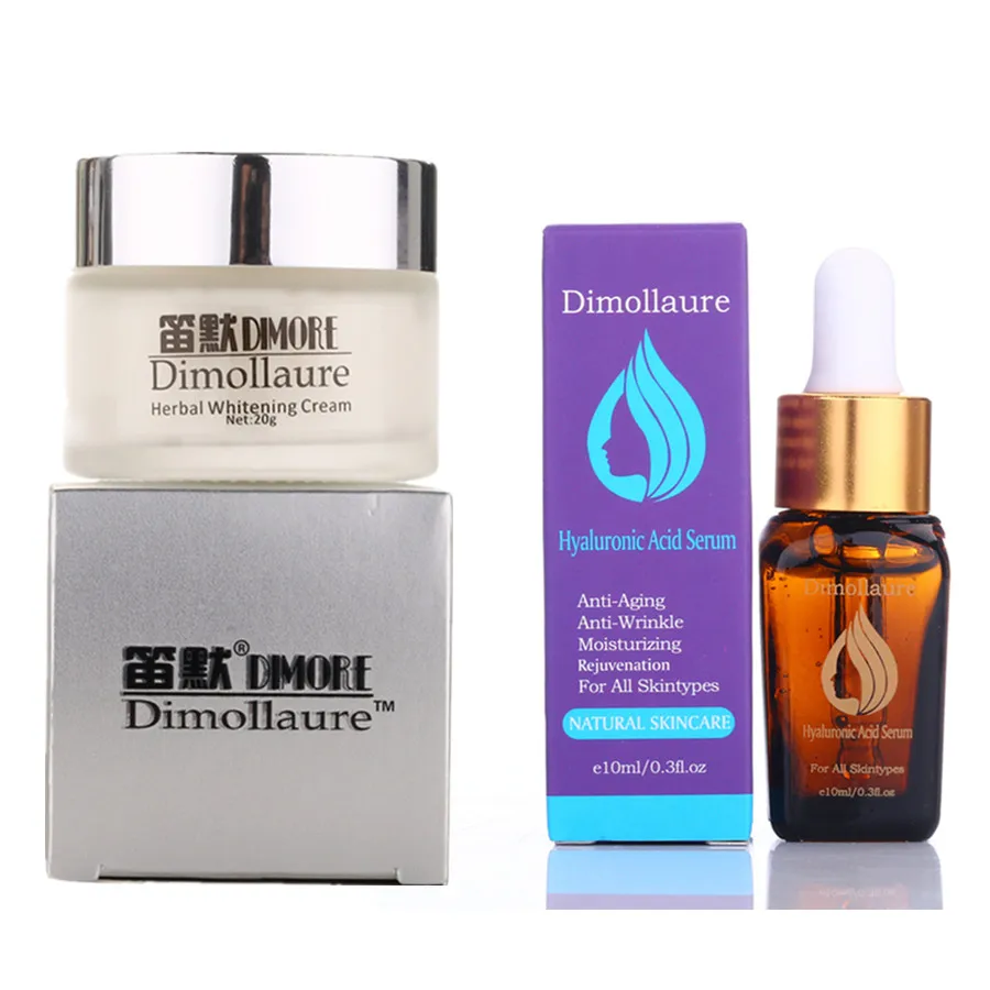 Dimollaure Strong Whitening Cream + Hyaluronic Acid Serum Moisturizing Remove Freckle Melasma Pigment Melanin Sunburn Face Care | Красота и