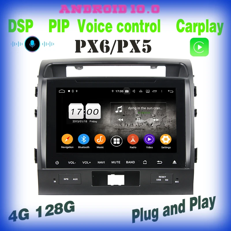 PX6 for Toyota Land Cruiser LC200 2007-2015 Android 10.0 Car DVD GPS Radio Player carplay wifi Navigation BT5.0 4+128g 4G lte |