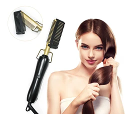 Hot Comb Hair Straightener Electric Hot Comb Flat Iron Hair Straightening Brush Multifunctional Curling Iron  Wet and Dry