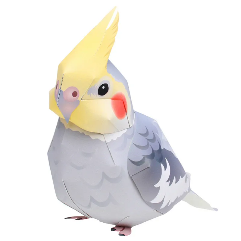 Cockatiel Parrot Bird Folding Cutting Mini Cute 3D Paper Model Papercraft Flying Animal Figure DIY Kids Adult Craft Toys QD-049 1