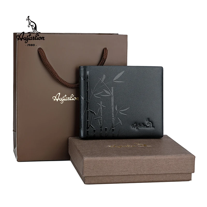 Cartera Hombre роскошный бамбуковый кошелек из натуральной кожи короткий двойной