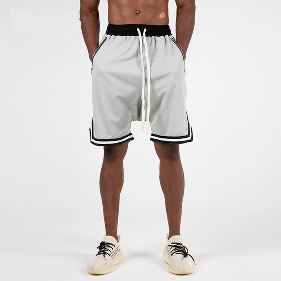 

AudWhale Summer Men Shorts Net Material Drawstring Mid Waist Gym Clothing Cycling Running Men's Football Shorts