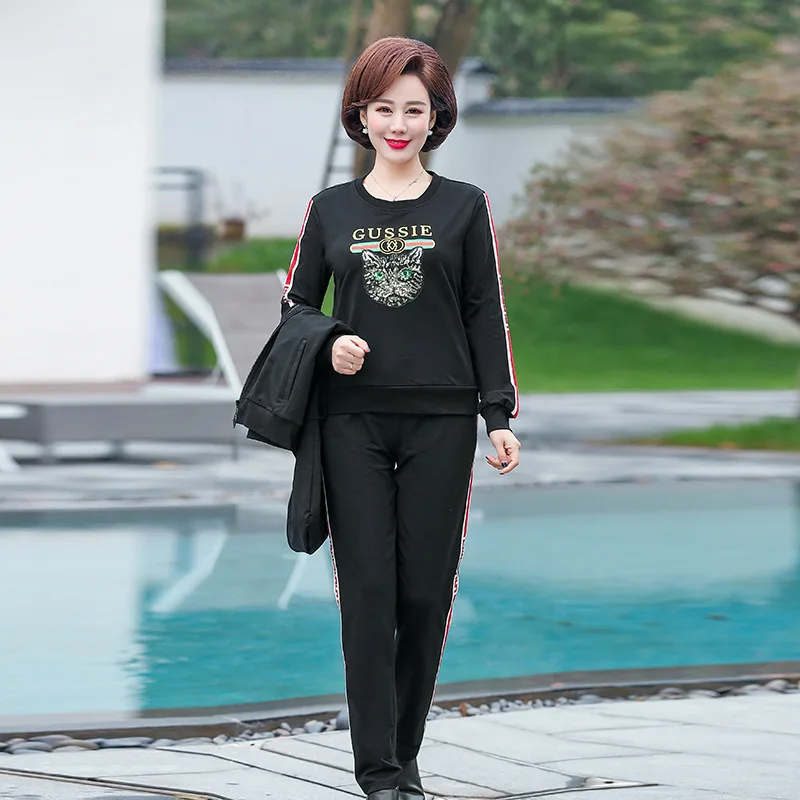 

Middle-aged Sports Clothing WOMEN'S Suit Spring And Autumn Mom Coat Middle-aged Women Morning Run Long Sleeve Casual Sweatshirt