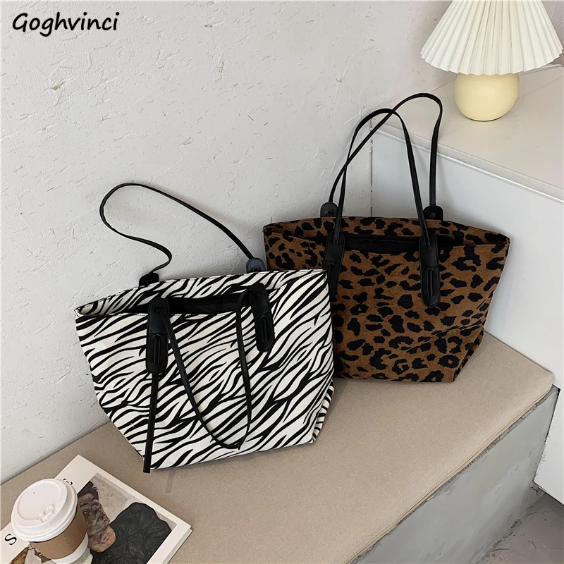 Shopping Bags Women Fashion Vintage Zebra Leopard Pattern Shopper Shoulder Bag Retro Female Underarm Totes Large Capacity | Багаж и сумки