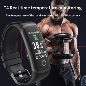

T4 Temperature Measurement Smart Bracelet Health Monitor Immunity Monitoring Smart Watch 0.96 inch TFT Color Screen Smart Band