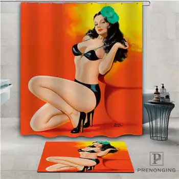 

Custom pin up girl (1) Waterproof Shower Curtain Doormat Home Bath Bathroom Polyester Fabric Multi Sizes#2019-01-12-271