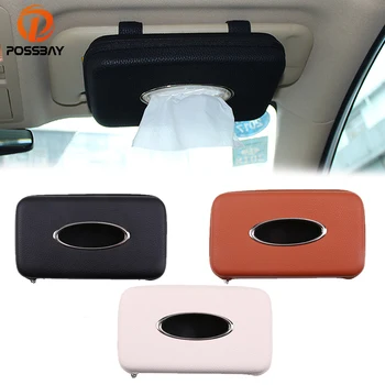 

POSSBAY Car Sun Visor Tissue Box Container Towel Napkin Tissue Holder Beige/Black/Brown Tissue Case Napkin Paper Container