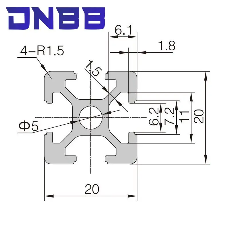 1PC nero 2020 profilo in alluminio anodizzato standard ue 100- 800mm adatto per macchina per incisione stampante 3D CNC fai da te