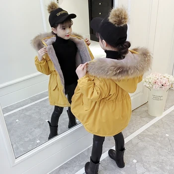 

Girls Cotton Winter Clothing 2020 New Waist Jacket Children's Cotton Jacket Plus Velvet Big Children Cotton Clothes Down Jacket
