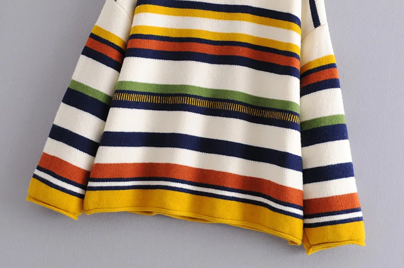 Winter street trendy striped sweater European and American women's Pullover round neck loose sweater sweaters fashion 2019women Winter street trendy striped sweater European and American women's Pullover round neck loose sweater sweaters fashion 2019women