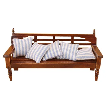 

Home Model Cushions Wood Sofa Doll Accessories Children Kids Gift Decorative Dollhouse Simulation Play House Living Room