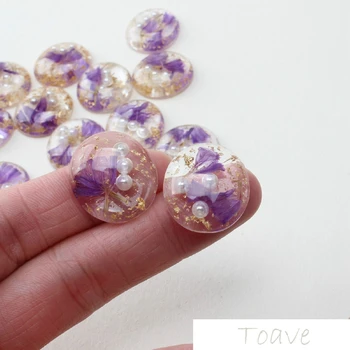 

Japanese Handmade Oval Transparent Purple Dried Flower Resin Patch Spring DIY Material Accessories 4pcs