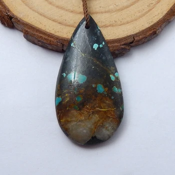 

Natural Gemstone Turquoise diy necklace pendants,semiprecious jewelry pendant,birthday present,35x18x5mm,4.5g