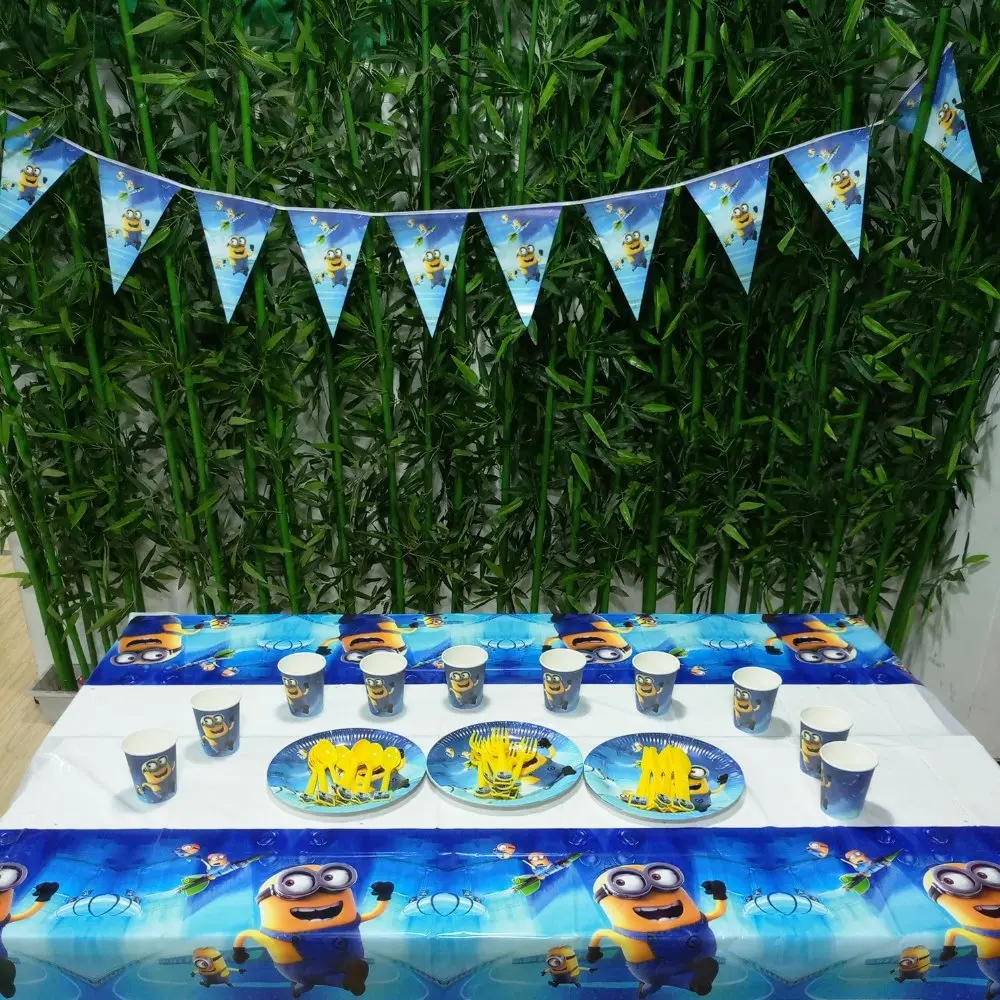 

52pcs Minions Party Supplies Plate/Cup/Flags/Tablecloth Minion Birthday Party Decoration Shower Favor Minions Party Supplies Set