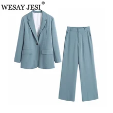 WESAY JESI ZA – veste de costume pour femme, Blazer Simple et décontracté, à manches longues, avec poche, élégant, pour le bureau, automne 2021 