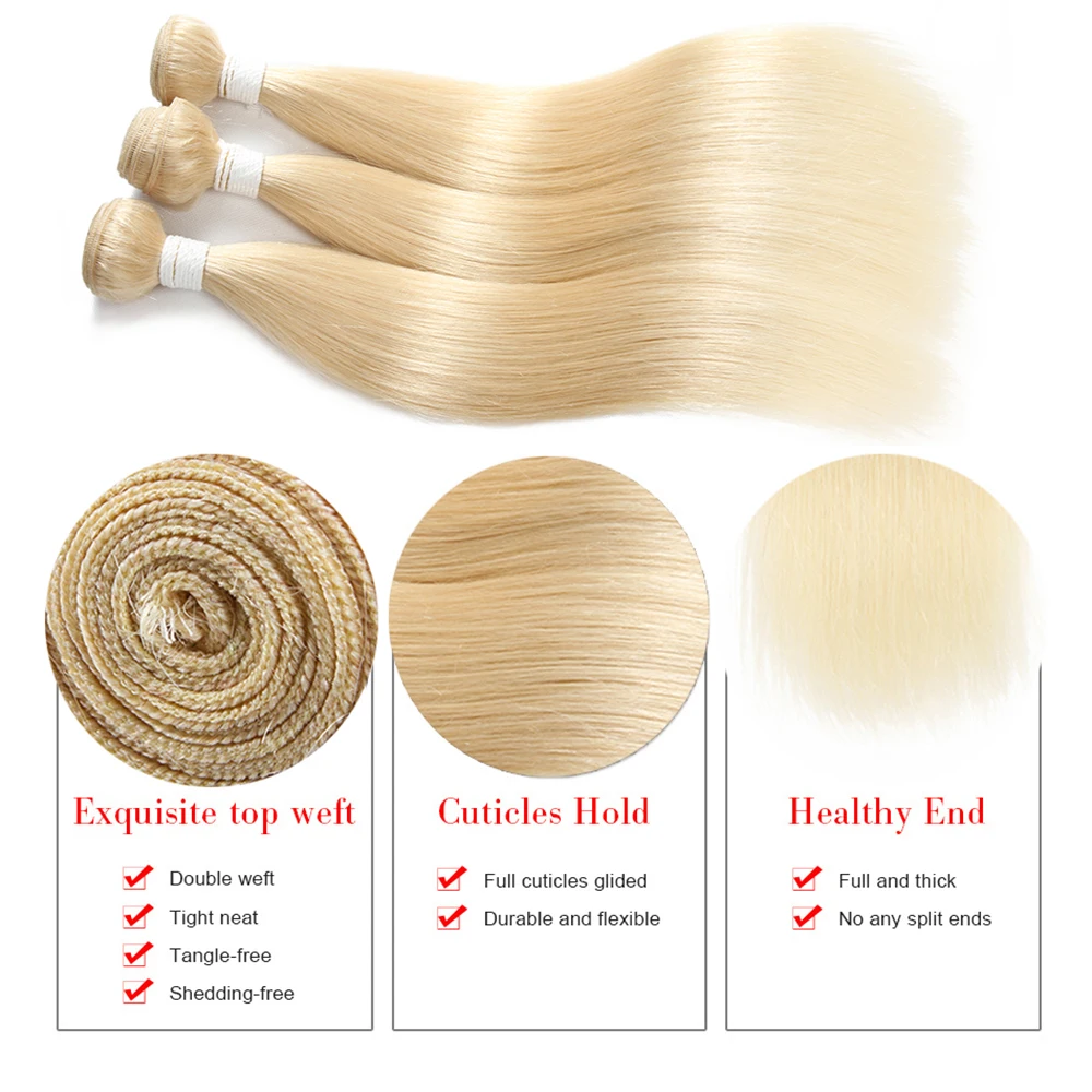 Бразильские прямые человеческие волосы, вплетенные с кружевной застежкой, X-TRESS, медовый блонд, 613, Омбре, не Реми, человеческие волосы, вплетенные пряди