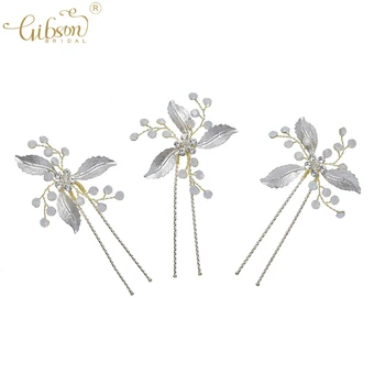 

Wholesale Bridal Hair Accessories Hair Pin Set Opal Leaf Handmade Headpiece Wedding 2020 New Fashion Hairgrips