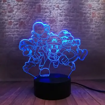

Novelty 3D Nightlight LED 7 Colors Changing Light Super Mario Luigi Anime action & toy figures Baby