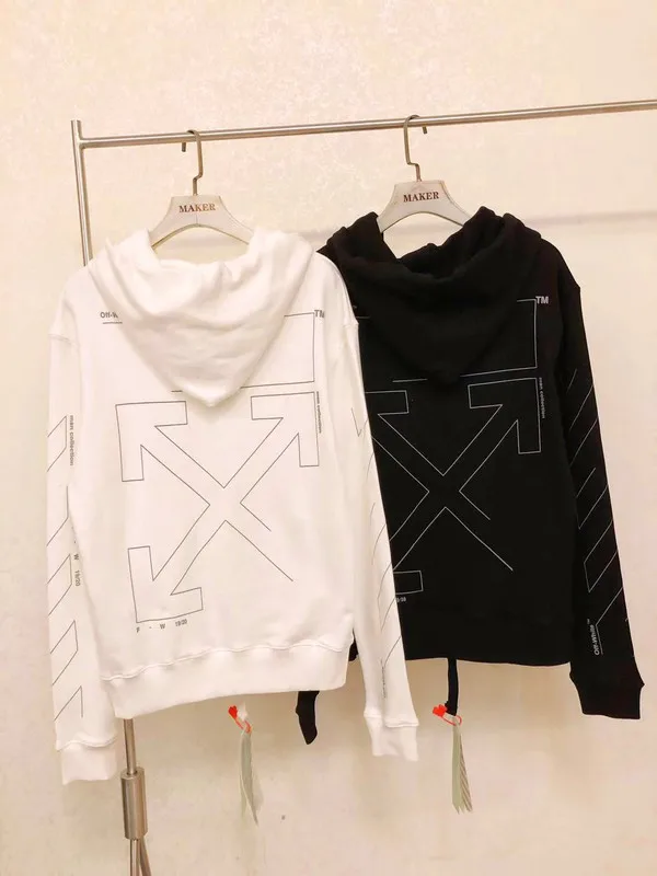 

Off-White ow 19ss autumn and winter incomplete sketch 3M reflective hooded male couple Sweatshirt