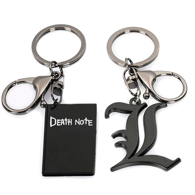 Anime Death Note Keychain Black Note Book Pendant Keyrings Men Women Fashion Trinket Jewelry Bags Car Keyholder