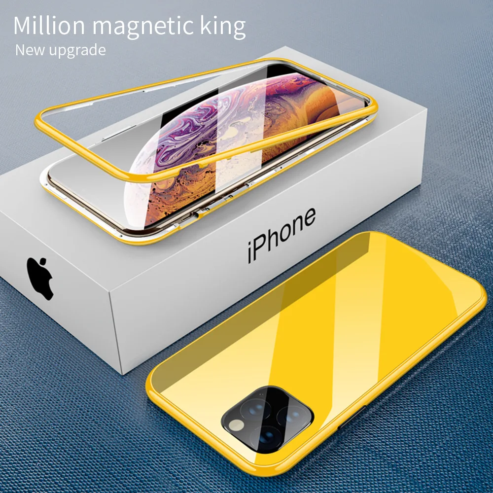 Магнитный адсорбционный чехол для телефона для iPhone 11 Pro Max XR XS MAX X 8 7 6 6s Plus PC Бампер Macaron чехол s Стекло Магнитная крышка