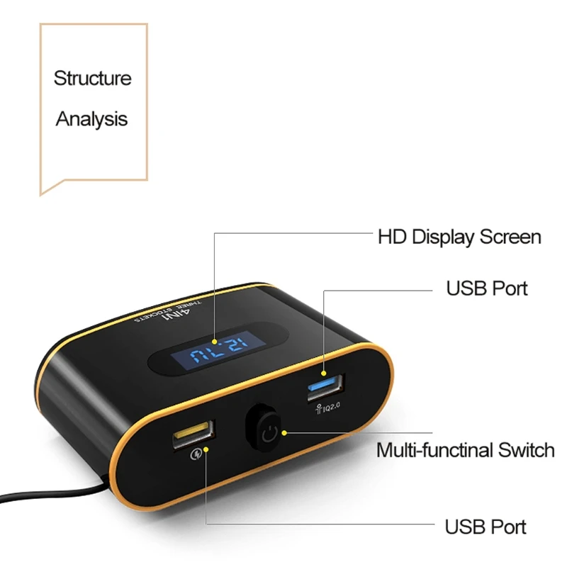 QC 3,0 Универсальное автомобильное USB разветвитель прикуривателя вольтметр 12V 24V Мощность адаптер для сотового телефона gps