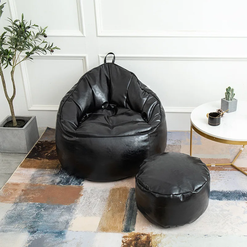 PU Leather Bean Bag Sofa Cover Lazy European Sofa Single Chair Seat Living Room Corner Lazy Balcony Tatami Pouf