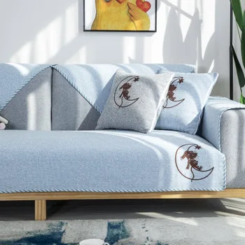

Nordic Sofa Cushion Fabric Four Seasons Simple Cotton and Linen Cushion Summer Modern Universal Non-slip Sofa Cover Sofa Towel