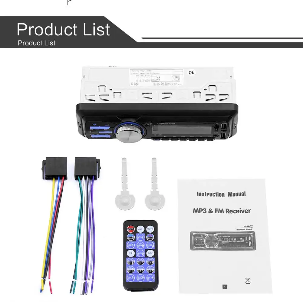 1010BT 1 Din Bluetooth Автомобильный mp3 плеер стерео аудио плеер с fm-радио AUX SD карта U Диск Играть ЖК-пульт дистанционного управления