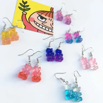 

Fashion Mini Multicolor Jelly Gummy Bears Earrings for Women Lovely Little Animal Funny Earrings Jewelry