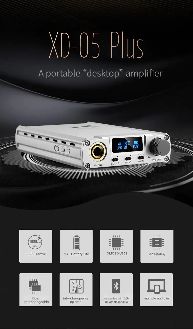 XDUOO XD-05 Plus портативный Настольный усилитель для наушников 32 бит/384 кГц DSD256 ЦАП усилитель для наушников