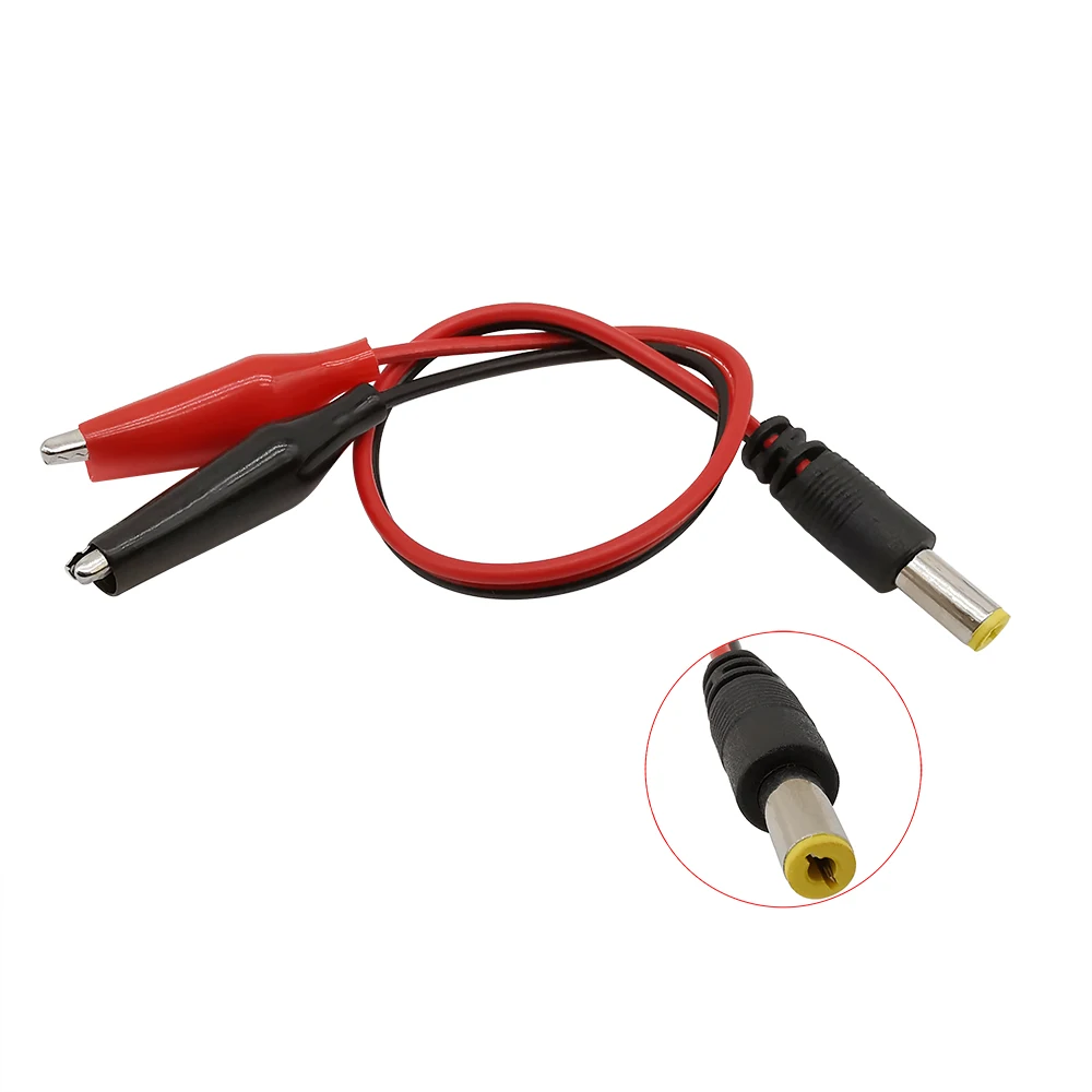 2x Alligator Clips to DC 5.5X2.1mm Male Female Power Plug Connector Adapter Crocodile Wire Cables Clip Test Leads alligator clip adapter alligator clips test clip test leads