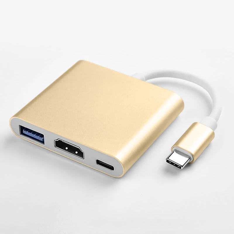 Золотой Адаптер для передачи данных Frog HDMI type-C для концентратора USB-C-HDMI Mini Dock станция HD для MacBook Xiaomi ноутбук телефон - Цвет: Золотой