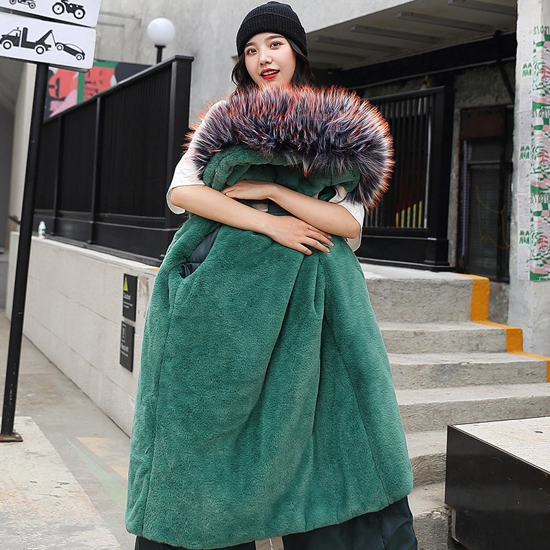 

2020 Hooded Parkas Women Thicken Down Cotton Coat Female Long Fur Collar Winter Jacket For Women Removable Lining Mulher Jaqueta